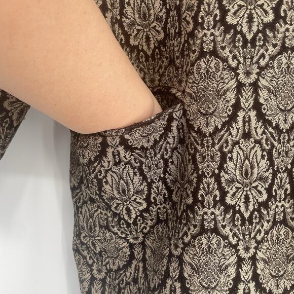 Dialogue brown tan baroque jacquard blazer jacket Women’s Size 16 Chic Career - Picture 8 of 12